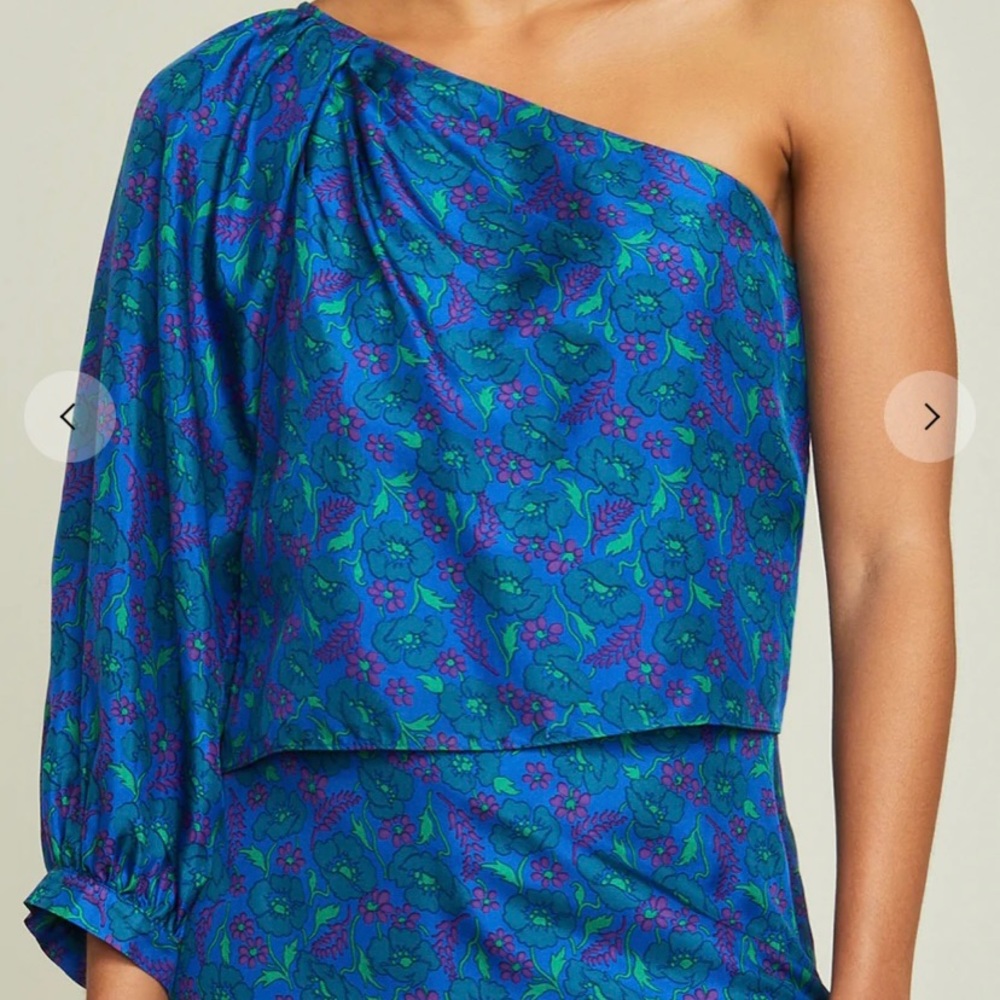 Veronica Beard Beautiful Cobalt Blu/Floral Print.Lyric One Shoulder. Like New!!!